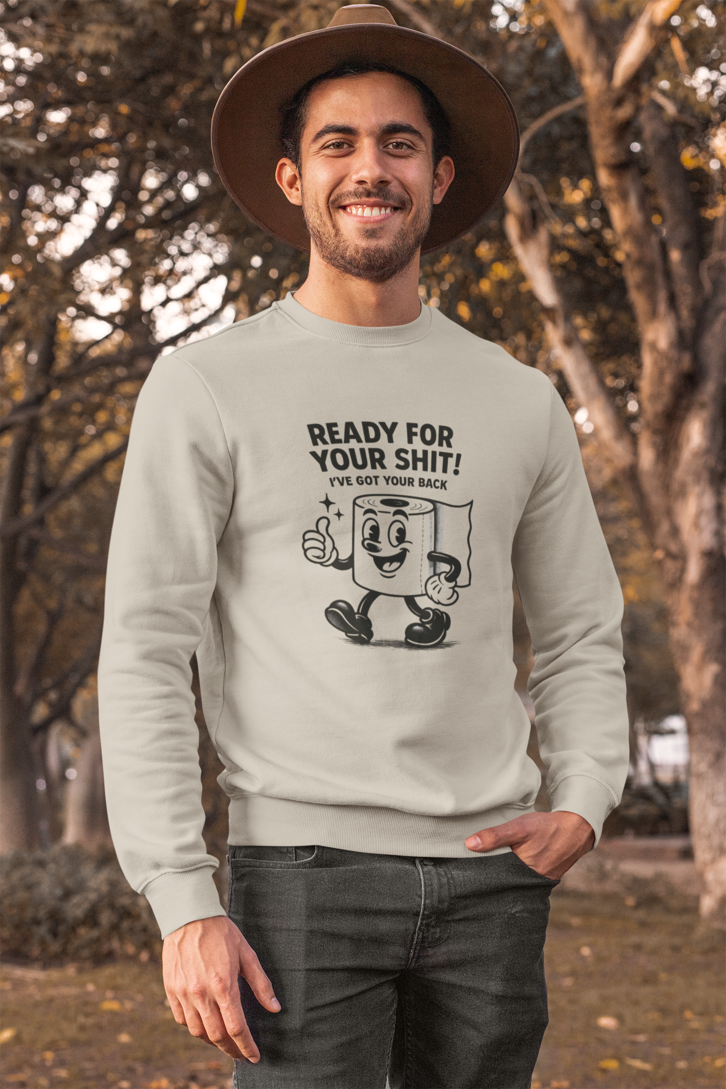 Ready for Your Shit – Satirisches Sweatshirt mit Klopapier-Illustration | Humor & Statement-Sweatshirt-True Insights