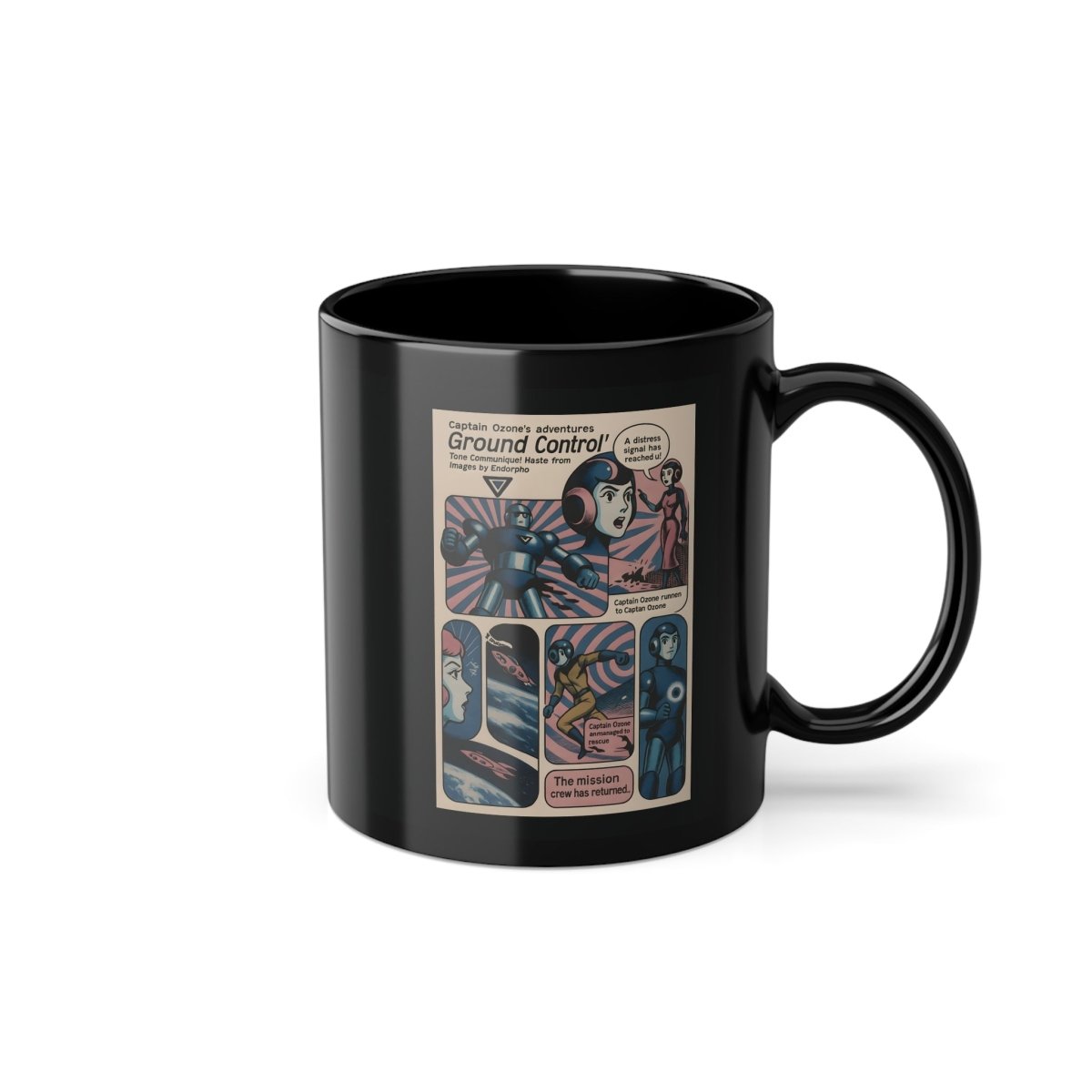 Vintage Motiv – Retro-Kaffeetasse – Captain Ozone Comic Space Adventure | True Insights Design mit Humor