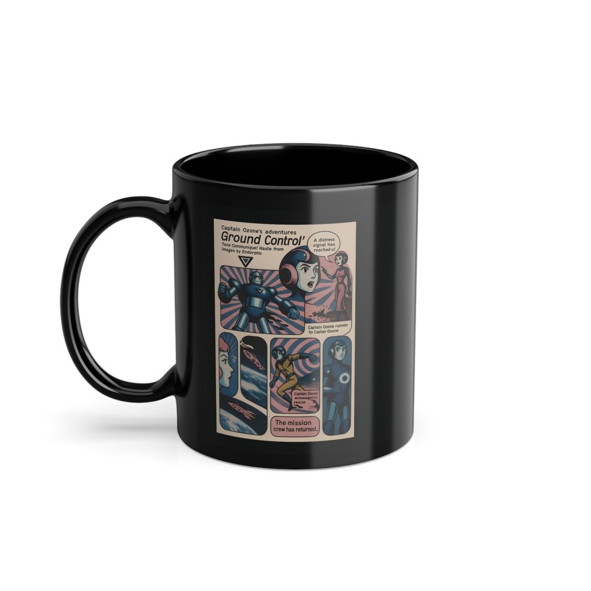 Vintage Motiv – Retro-Kaffeetasse – Captain Ozone Comic Space Adventure | True Insights Design mit Humor
