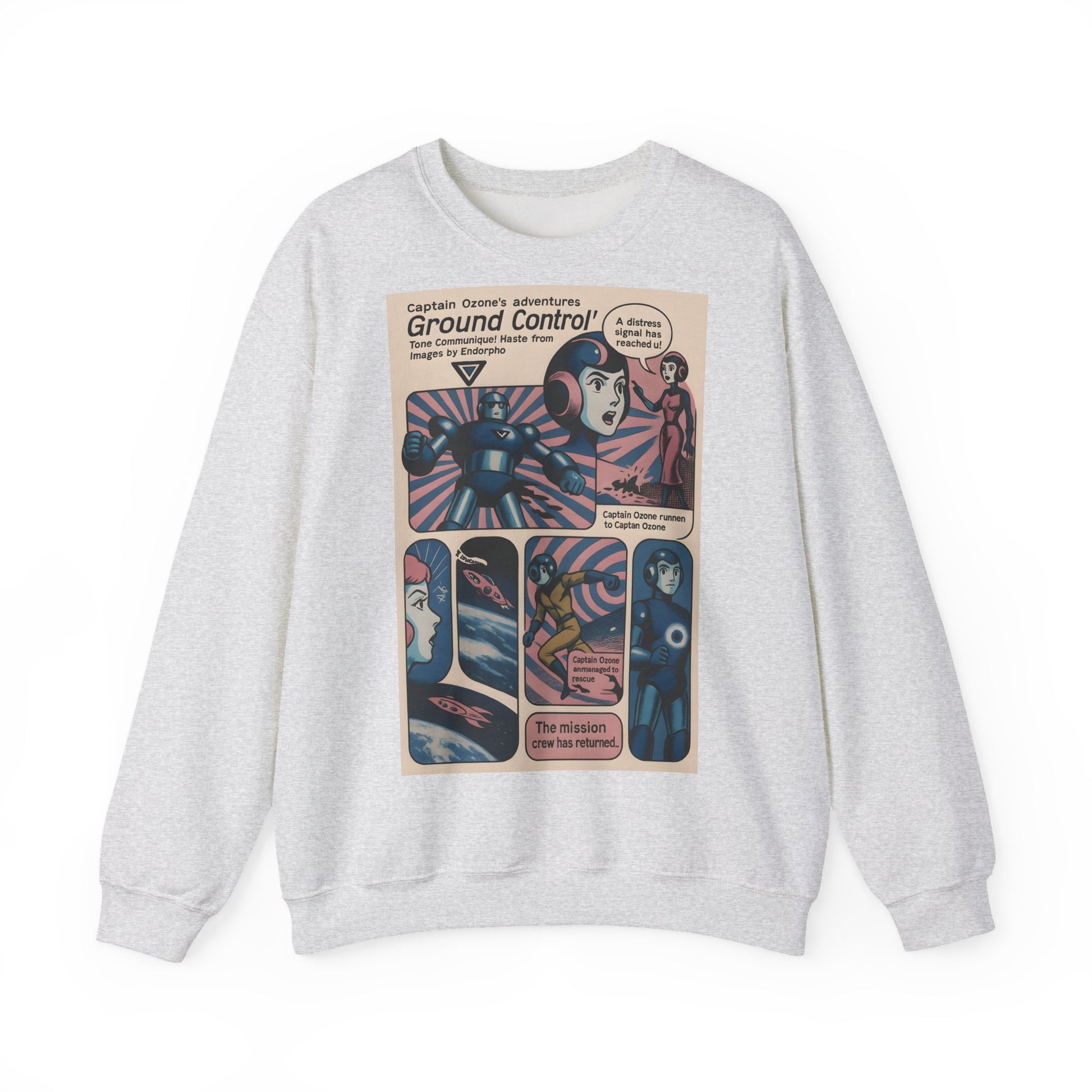 Sweatshirt – Retro Space Comic Sweatshirt – Captain Ozone „Ground Control“ Edition | True Insights Design mit Humor