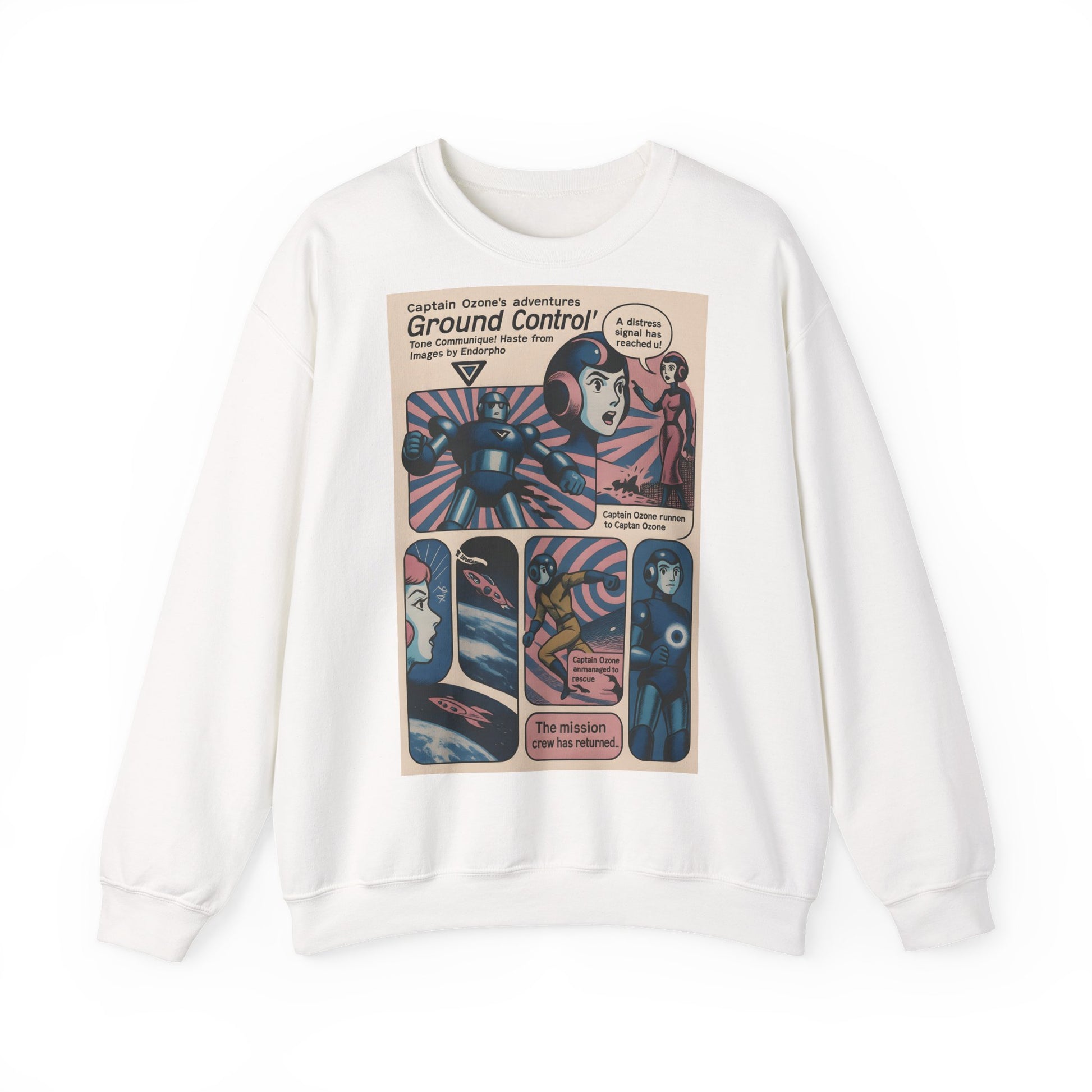 Sweatshirt – Retro Space Comic Sweatshirt – Captain Ozone „Ground Control“ Edition | True Insights Design mit Humor