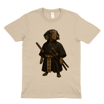 True Insights T-Shirt Samurai Dackel Illustration in Natural, satirisches Motiv mit Humor und Stil