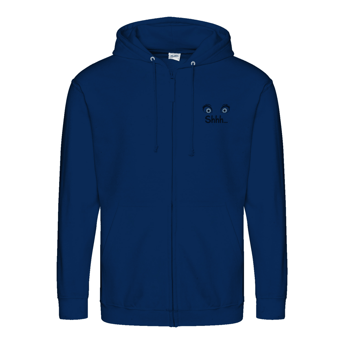 Shhh Hoodie – Cartoon-Hoodie mit geheimnisvollem Backprint & Augen-Design | Satirische Streetwear mit Ironie-Zip Hoodie-True Insights