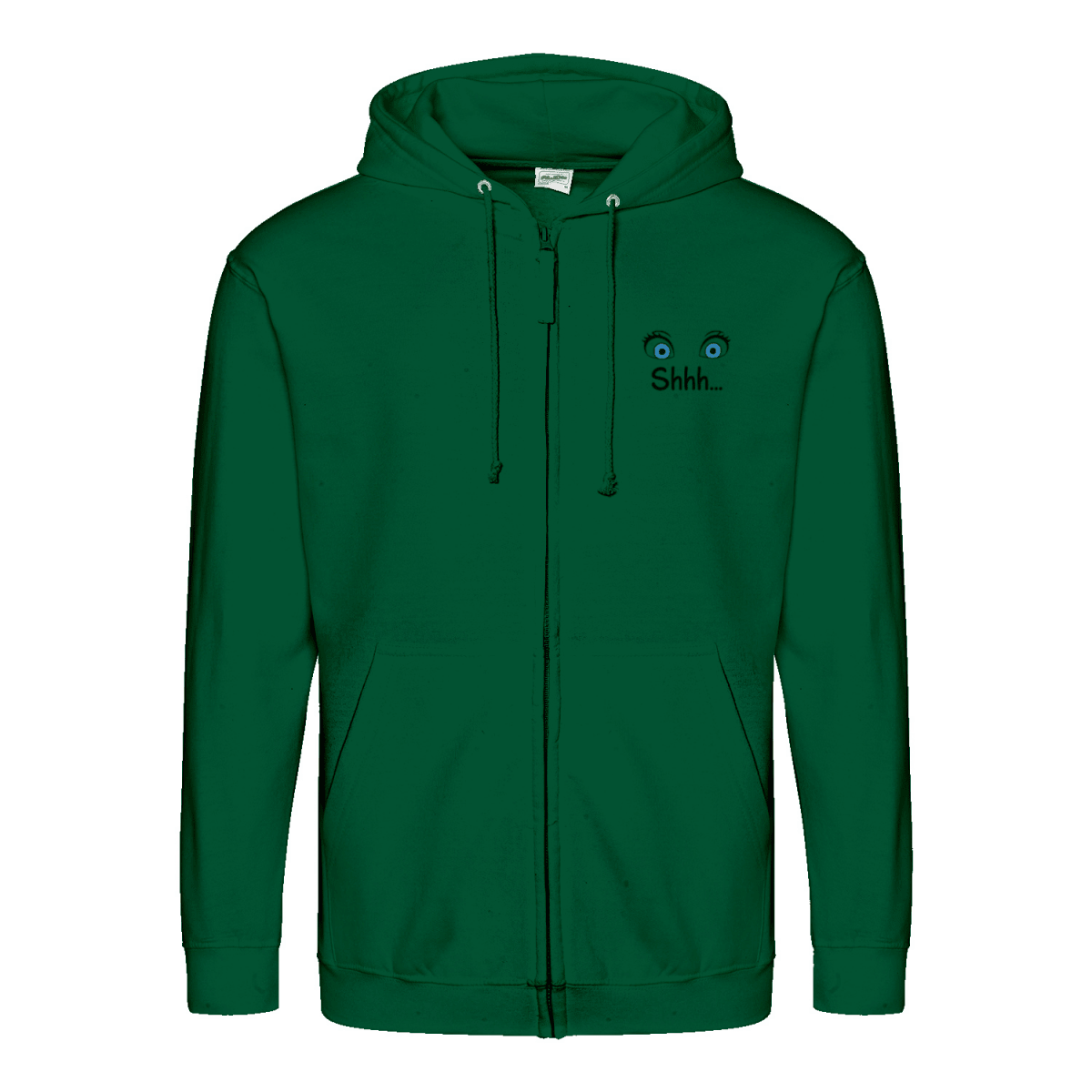 Shhh Hoodie – Cartoon-Hoodie mit geheimnisvollem Backprint & Augen-Design | Satirische Streetwear mit Ironie-Zip Hoodie-True Insights