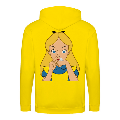 Shhh Hoodie – Cartoon-Hoodie mit geheimnisvollem Backprint & Augen-Design | Satirische Streetwear mit Ironie-Zip Hoodie-True Insights