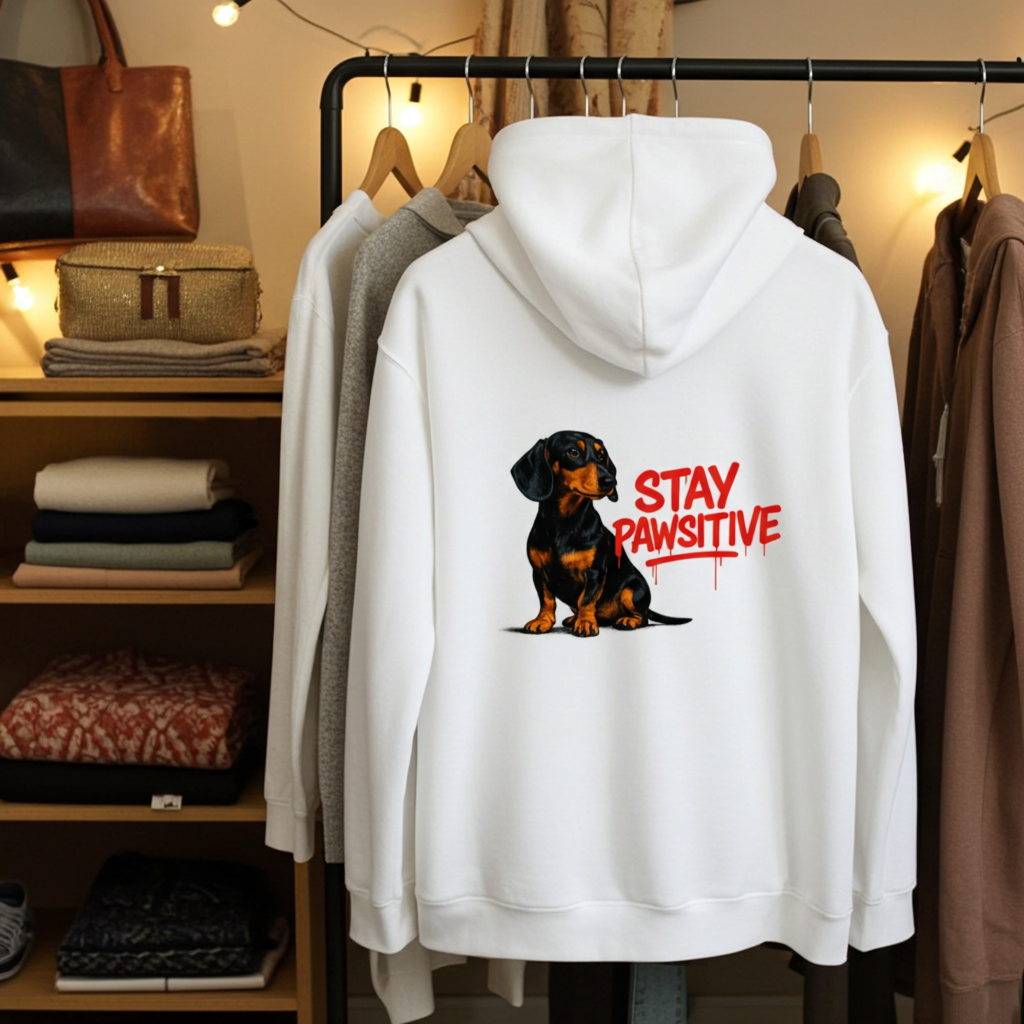 Stay Pawsitive Zip Hoodie – Dackel-Chic mit positiver Energie-Zip Hoodie-True Insights
