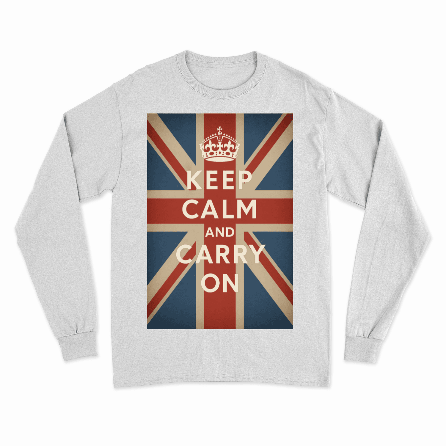 Sweatshirt – Sweatshirt „Keep Calm and Carry On“ – Britischer Klassiker im Retro-Look | True Insights Design mit Humor