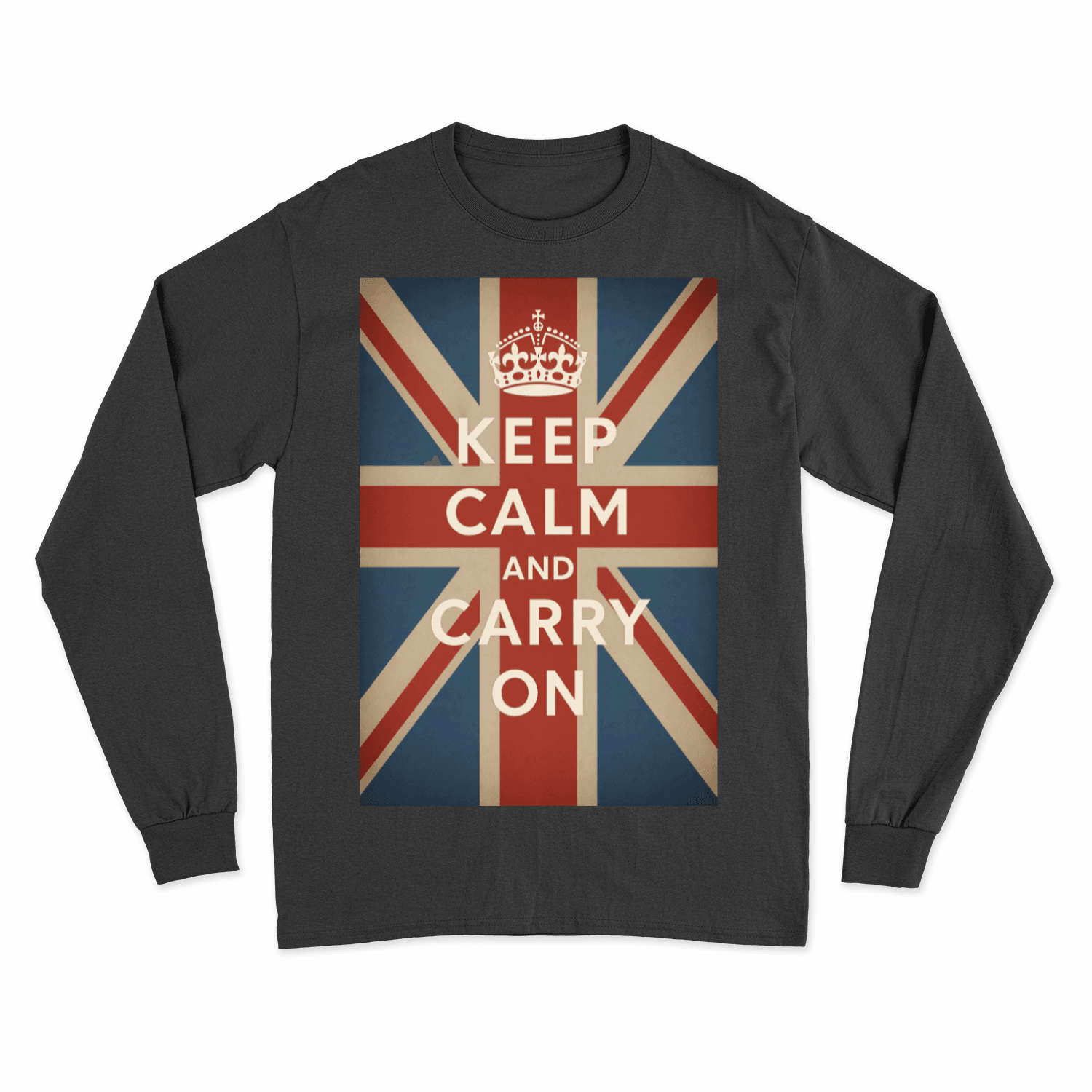Sweatshirt – Sweatshirt „Keep Calm and Carry On“ – Britischer Klassiker im Retro-Look | True Insights Design mit Humor