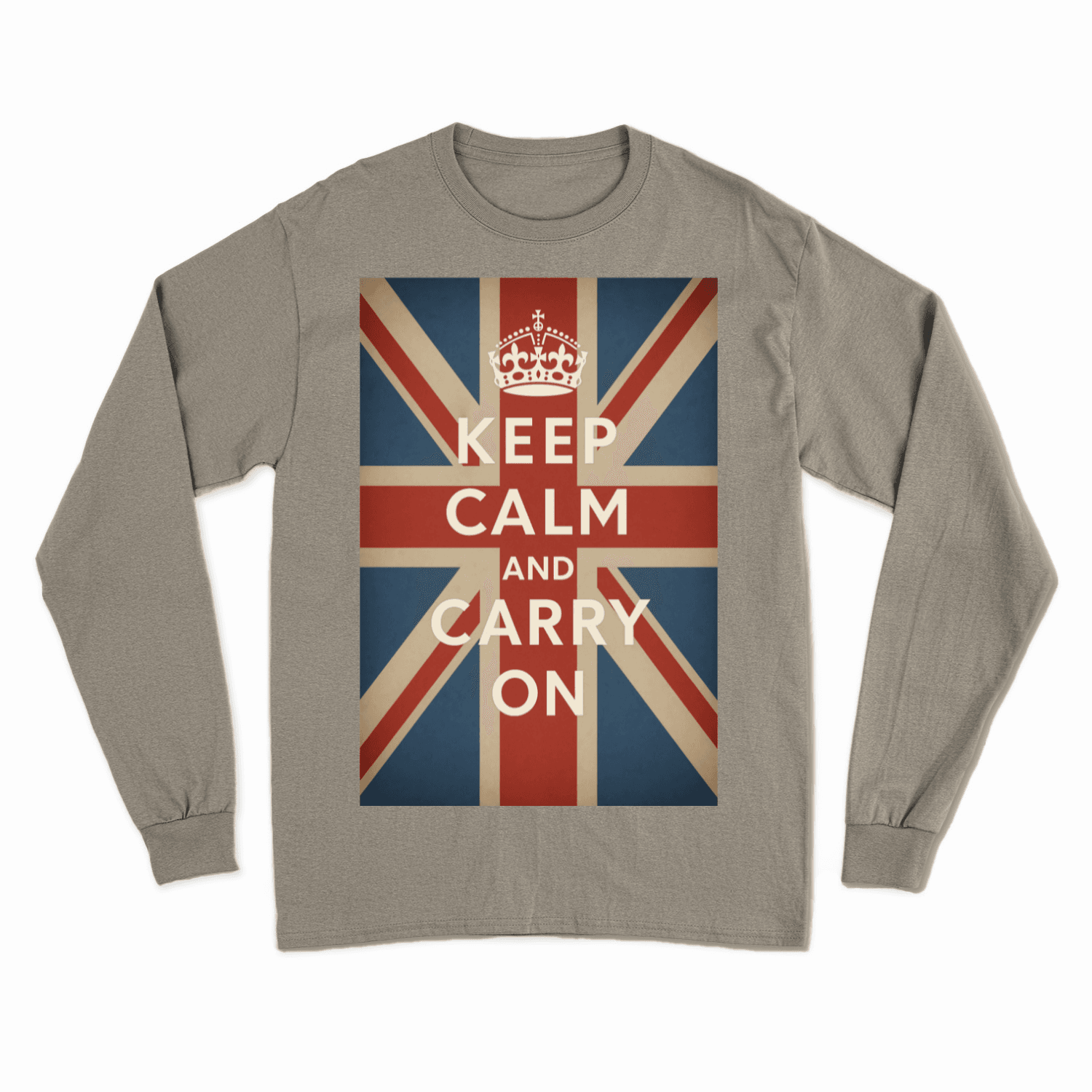 Sweatshirt – Sweatshirt „Keep Calm and Carry On“ – Britischer Klassiker im Retro-Look | True Insights Design mit Humor