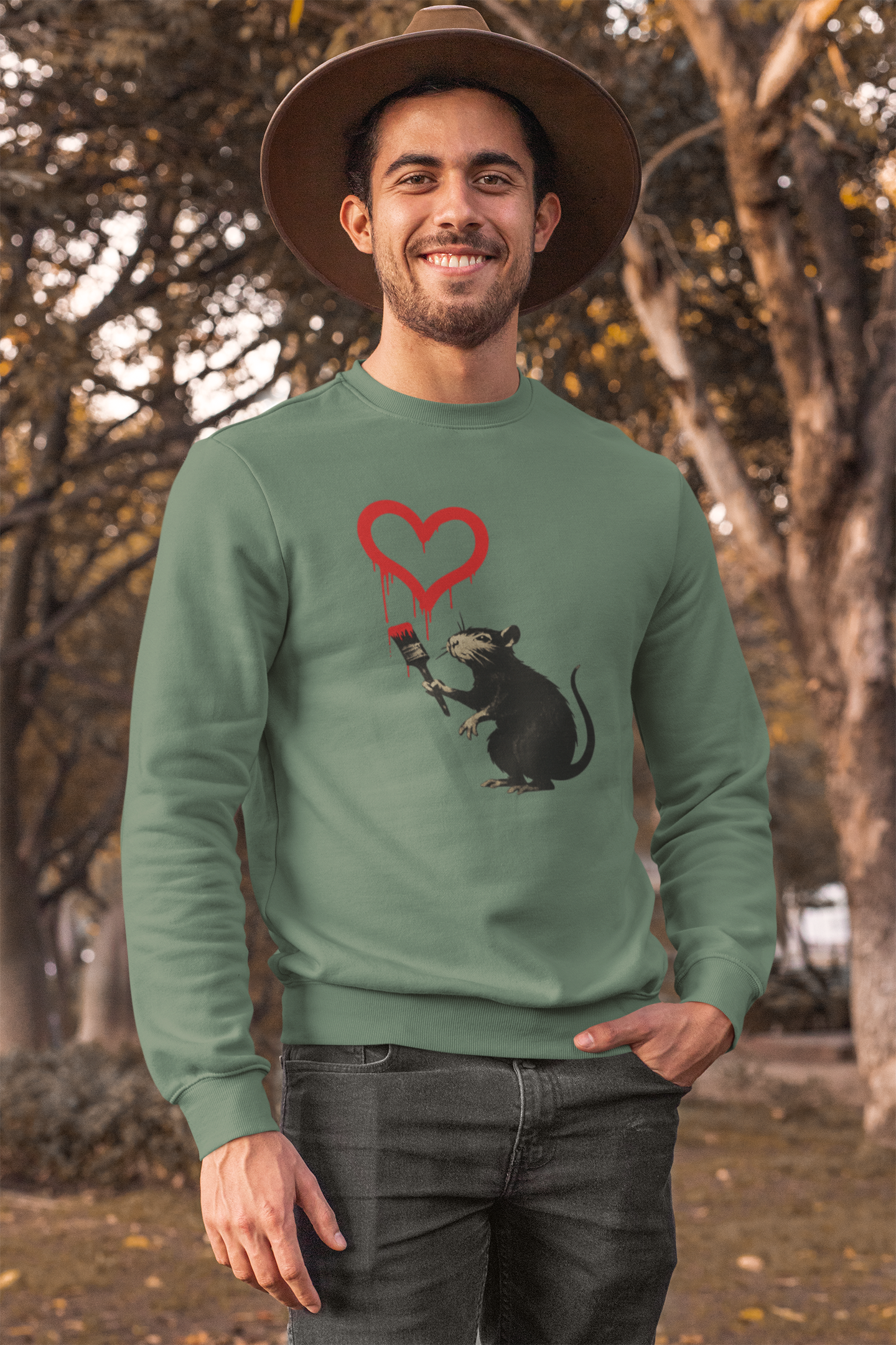 Sweatshirt ›Ratte mit Herz‹ – Streetart Style, Satirisches Kunst-Statement-Sweatshirt-True Insights