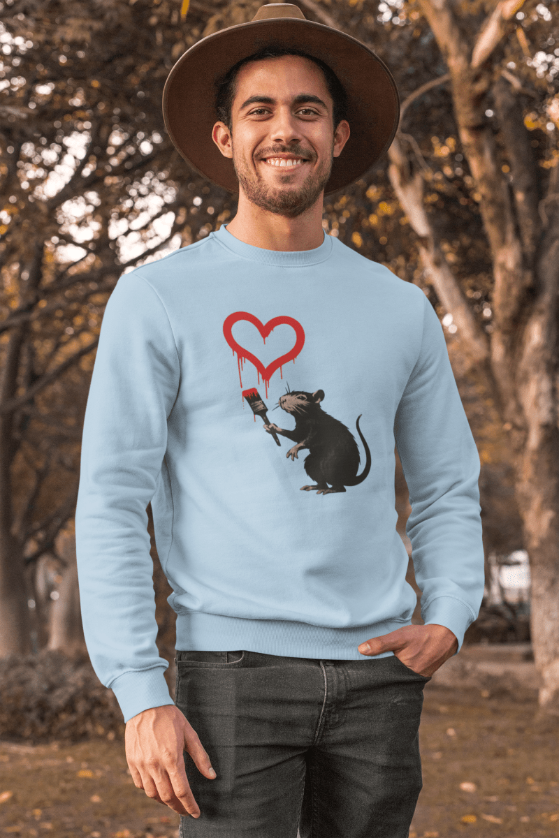 Sweatshirt ›Ratte mit Herz‹ – Streetart Style, Satirisches Kunst-Statement-Sweatshirt-True Insights