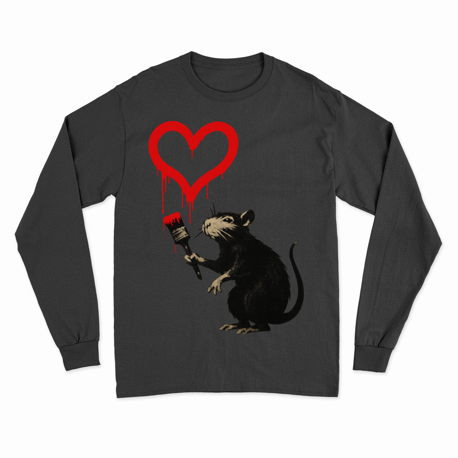 Sweatshirt ›Ratte mit Herz‹ – Streetart Style, Satirisches Kunst-Statement-Sweatshirt-True Insights