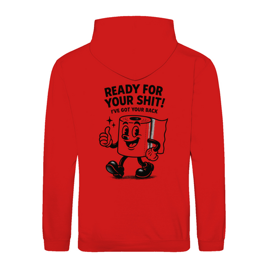 Sweatshirt Ready for your Shit – Satirischer Hoodie mit Rückendruck-Sweatshirt-True Insights