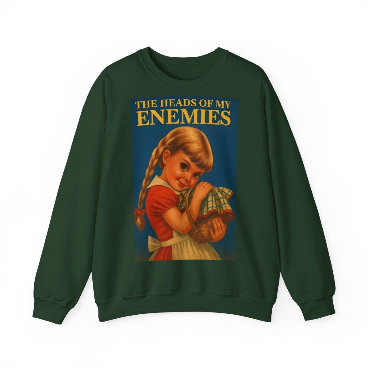 Sweatshirt – Sweatshirt „The Heads of My Enemies“ – Subversive Kunst zum Anziehen | True Insights Design mit Humor