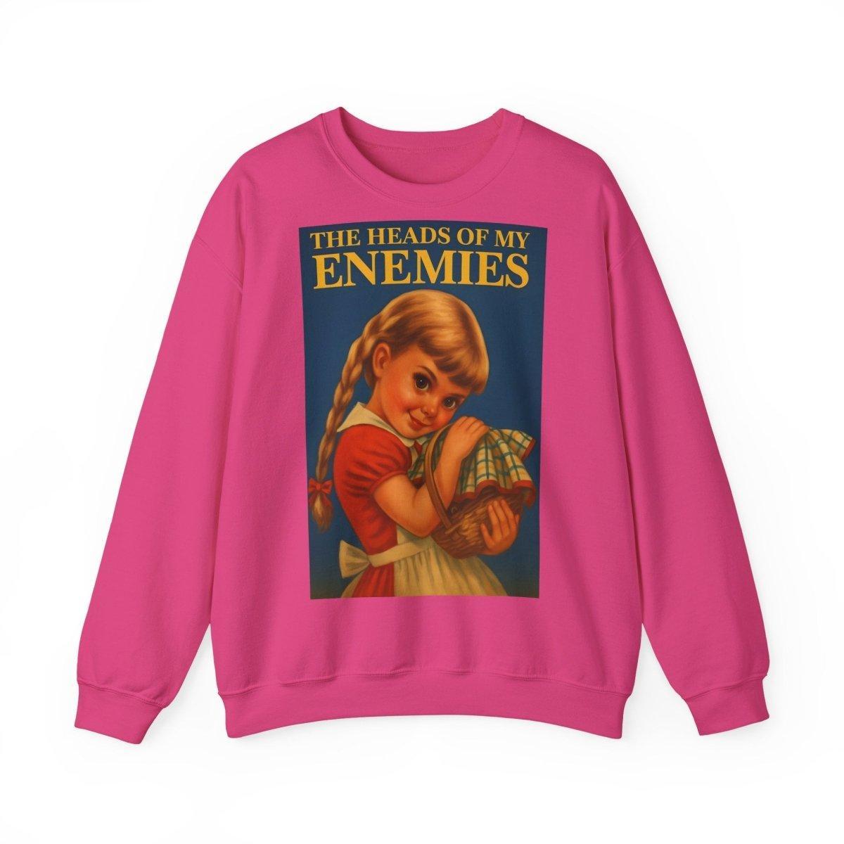 Sweatshirt – Sweatshirt „The Heads of My Enemies“ – Subversive Kunst zum Anziehen | True Insights Design mit Humor