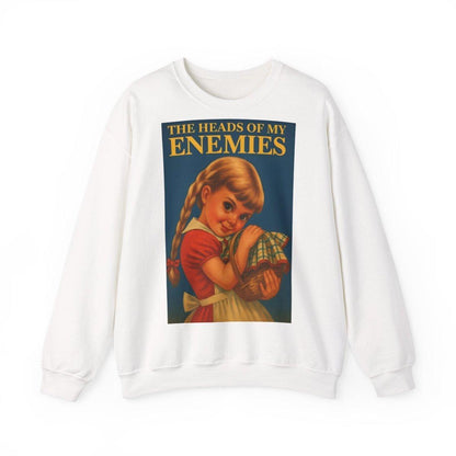 Sweatshirt – Sweatshirt „The Heads of My Enemies“ – Subversive Kunst zum Anziehen | True Insights Design mit Humor