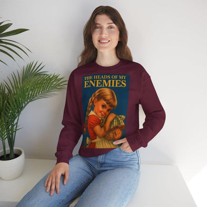 Sweatshirt – Sweatshirt „The Heads of My Enemies“ – Subversive Kunst zum Anziehen | True Insights Design mit Humor