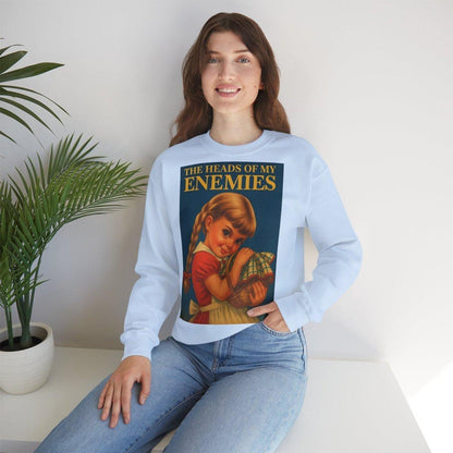 Sweatshirt – Sweatshirt „The Heads of My Enemies“ – Subversive Kunst zum Anziehen | True Insights Design mit Humor