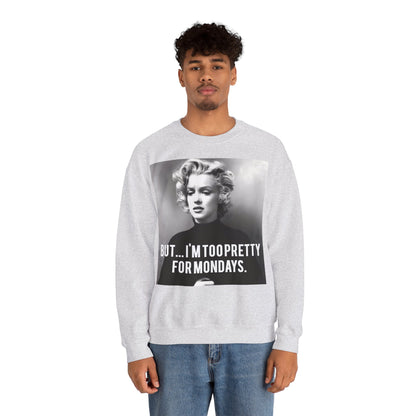 Sweatshirt – Sweatshirt – Too Pretty for Mondays – Retro Statement Pullover | True Insights Design mit Humor