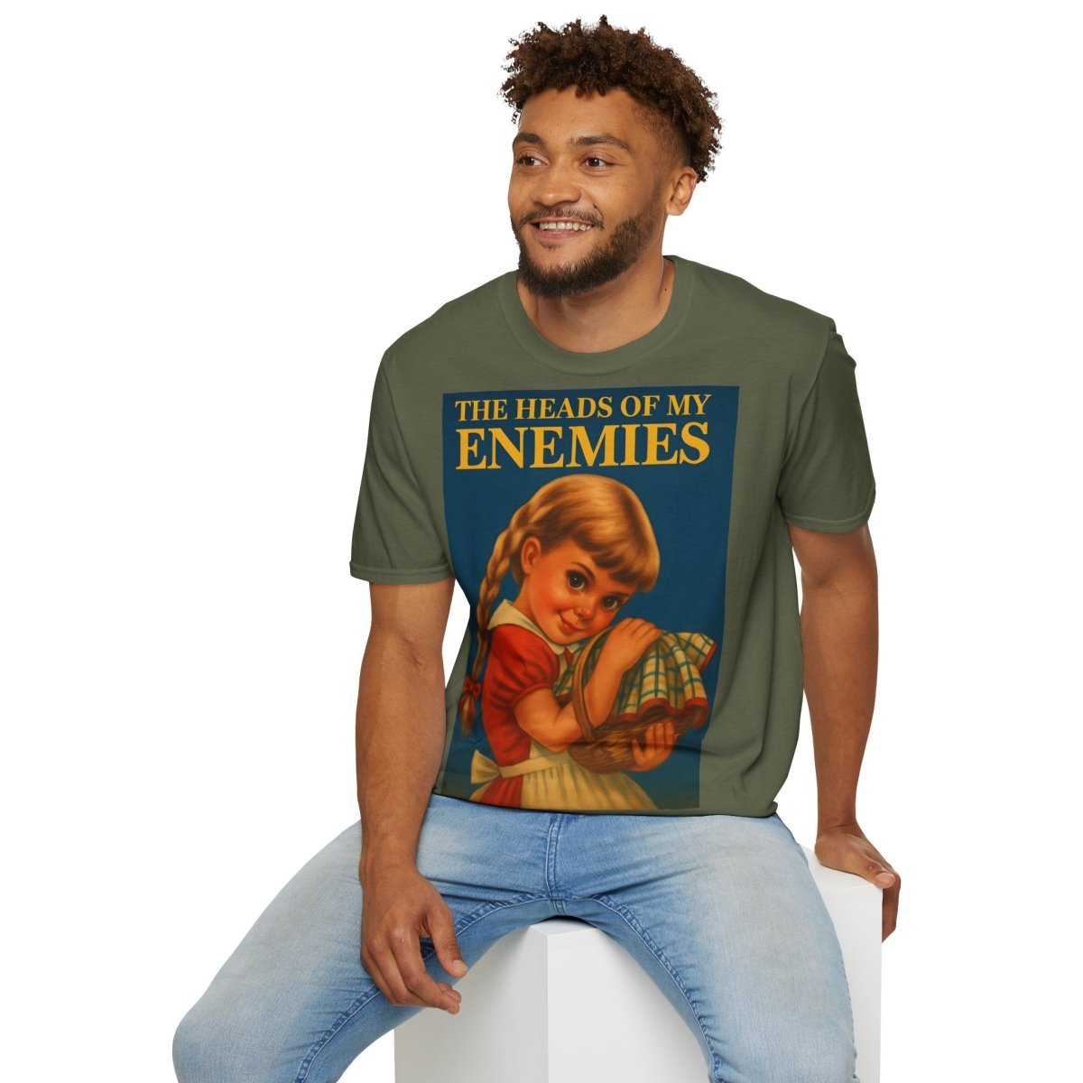 T-Shirt „The Heads of My Enemies“ – Retro-Satire mit Kinderbuch-Flair – Freches Satire-Design für mutige Statements | True Insights