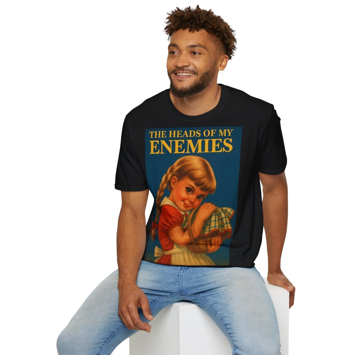 T-Shirt „The Heads of My Enemies“ – Retro-Satire mit Kinderbuch-Flair – Freches Satire-Design für mutige Statements | True Insights