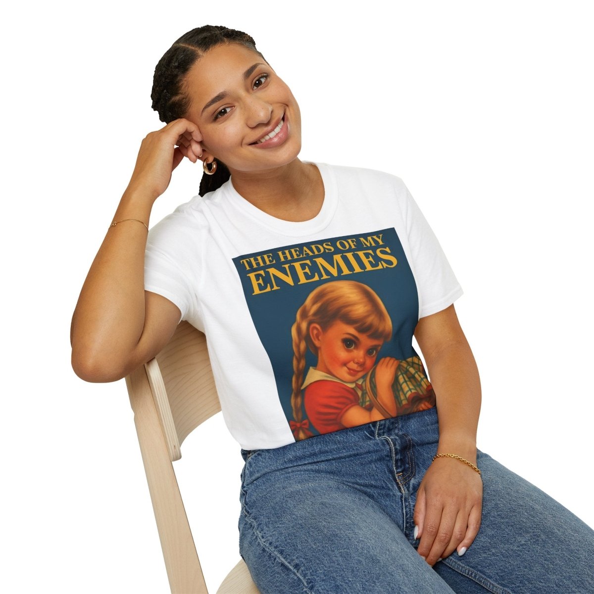 T-Shirt „The Heads of My Enemies“ – Retro-Satire mit Kinderbuch-Flair – Freches Satire-Design für mutige Statements | True Insights