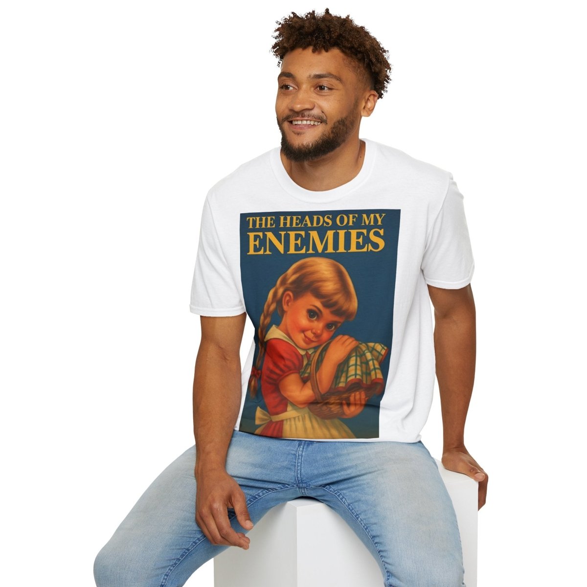 T-Shirt „The Heads of My Enemies“ – Retro-Satire mit Kinderbuch-Flair – Freches Satire-Design für mutige Statements | True Insights