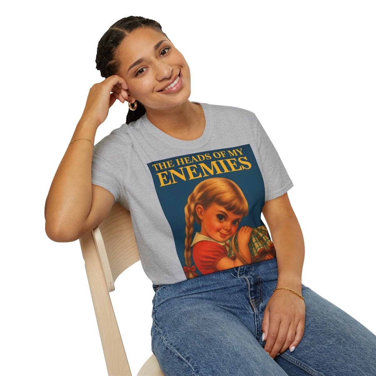T-Shirt „The Heads of My Enemies“ – Retro-Satire mit Kinderbuch-Flair – Freches Satire-Design für mutige Statements | True Insights