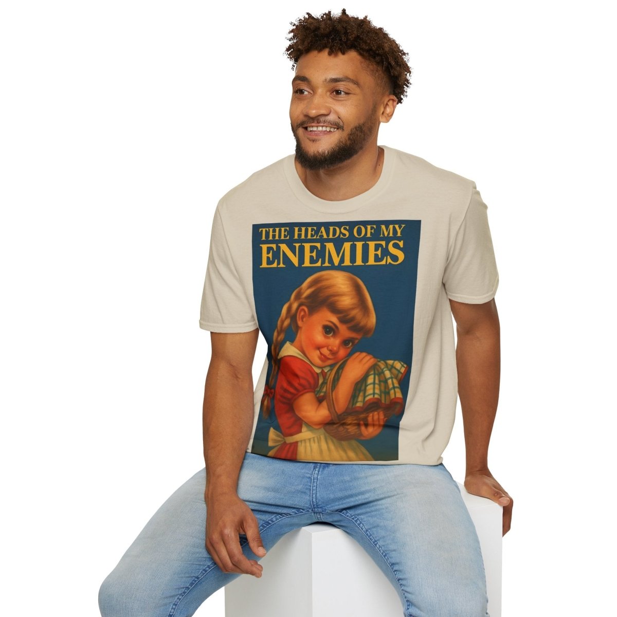 T-Shirt „The Heads of My Enemies“ – Retro-Satire mit Kinderbuch-Flair – Freches Satire-Design für mutige Statements | True Insights