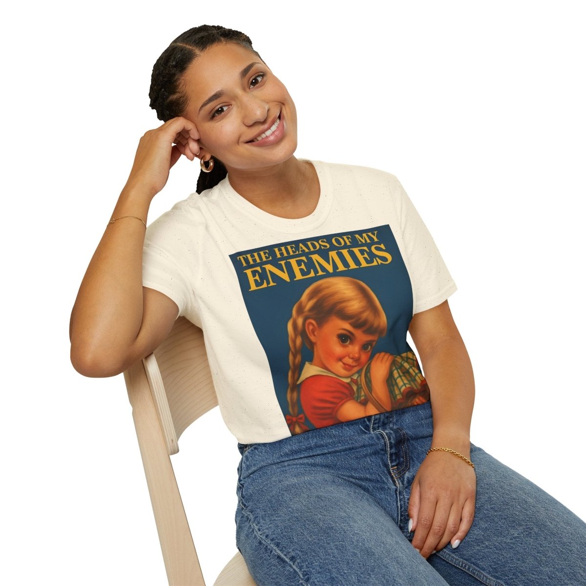T-Shirt „The Heads of My Enemies“ – Retro-Satire mit Kinderbuch-Flair – Freches Satire-Design für mutige Statements | True Insights