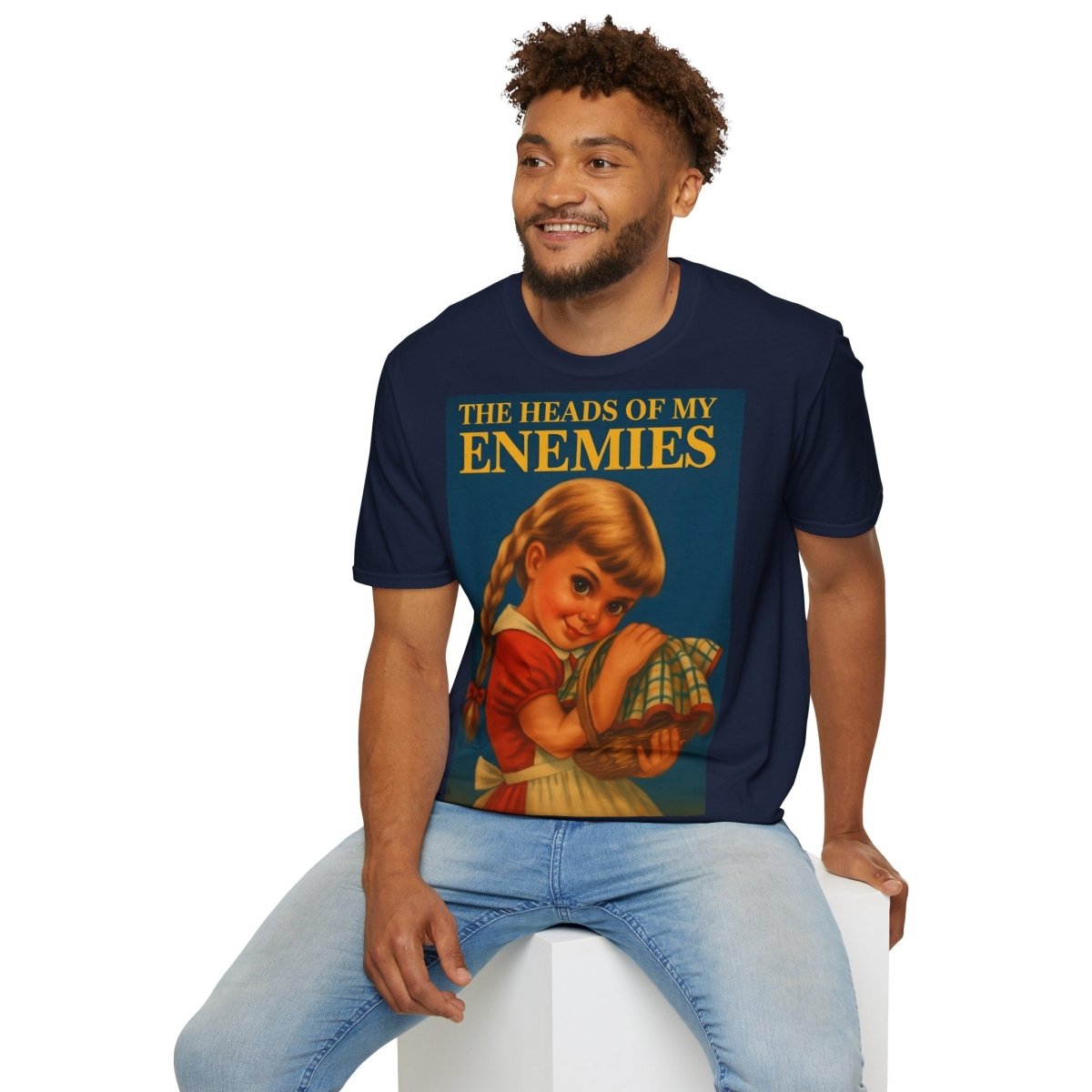 T-Shirt „The Heads of My Enemies“ – Retro-Satire mit Kinderbuch-Flair – Freches Satire-Design für mutige Statements | True Insights