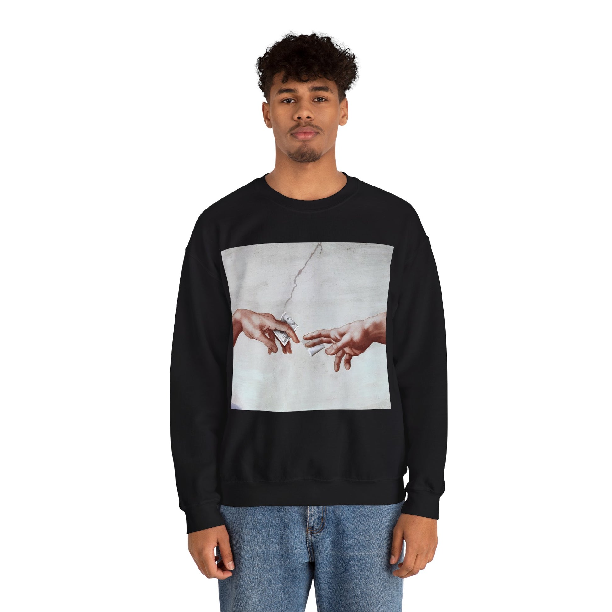 Sweatshirt – The Deal Sweatshirt – Satirische Kunst trifft Streetwear | Michelangelo Meme Design | True Insights Design mit Humor