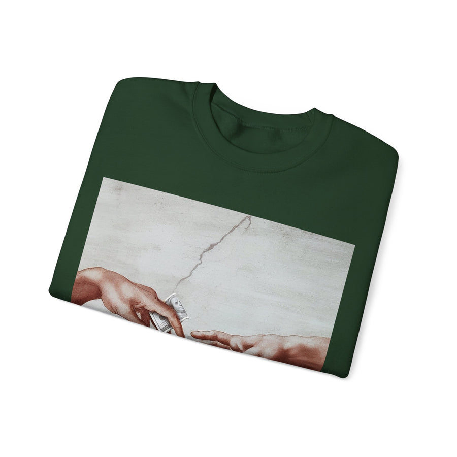 Sweatshirt – The Deal Sweatshirt – Satirische Kunst trifft Streetwear | Michelangelo Meme Design | True Insights Design mit Humor