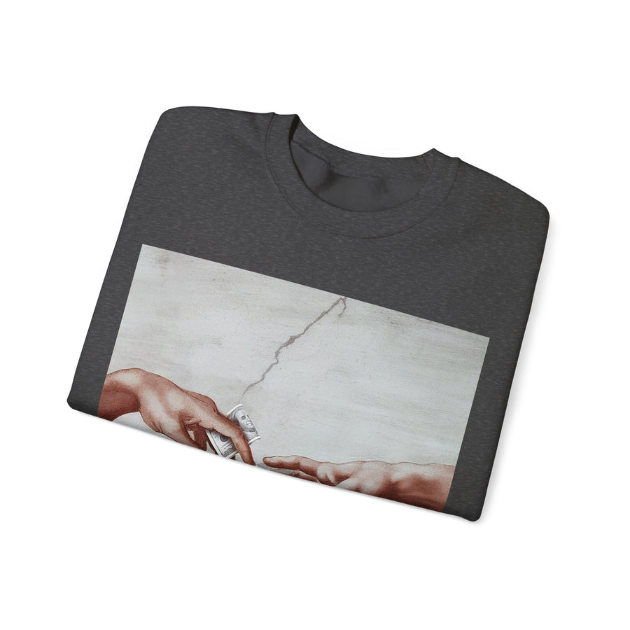 Sweatshirt – The Deal Sweatshirt – Satirische Kunst trifft Streetwear | Michelangelo Meme Design | True Insights Design mit Humor