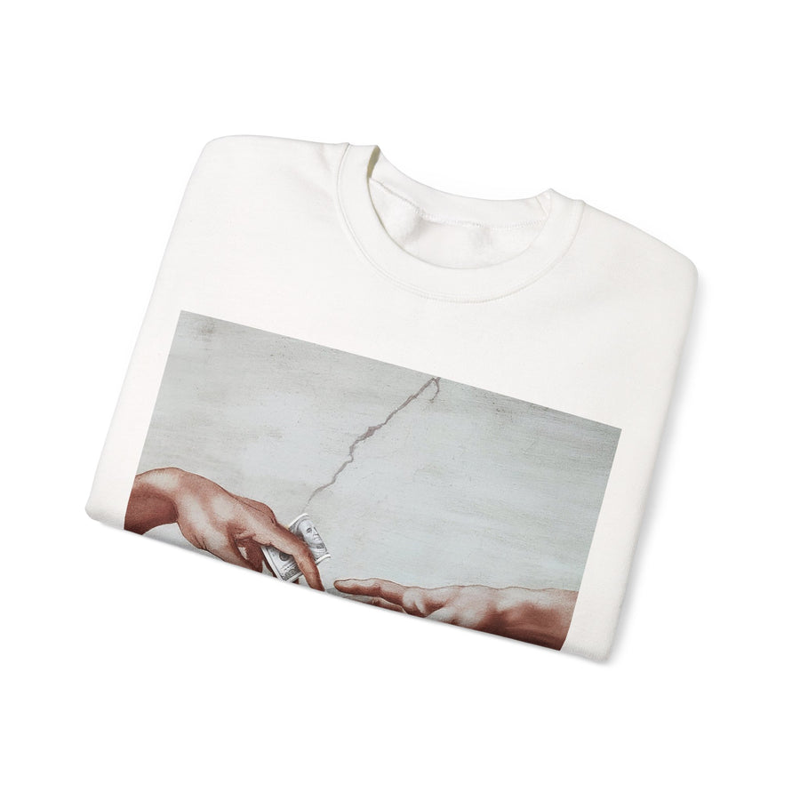 Sweatshirt – The Deal Sweatshirt – Satirische Kunst trifft Streetwear | Michelangelo Meme Design | True Insights Design mit Humor
