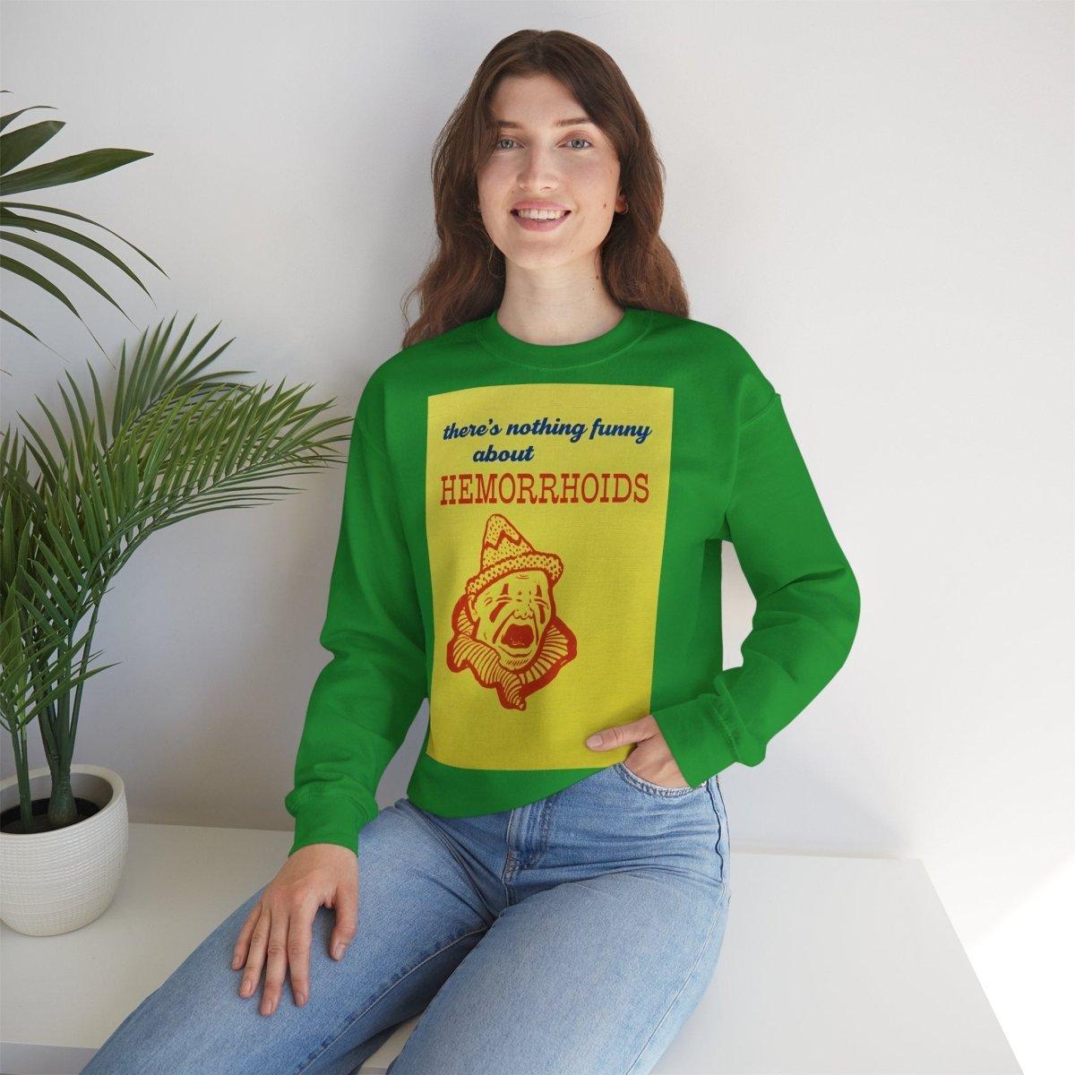 Sweatshirt – There's Nothing Funny About Hemorrhoids – Satire-Hoodie mit Clown-Motiv | True Insights Design mit Humor
