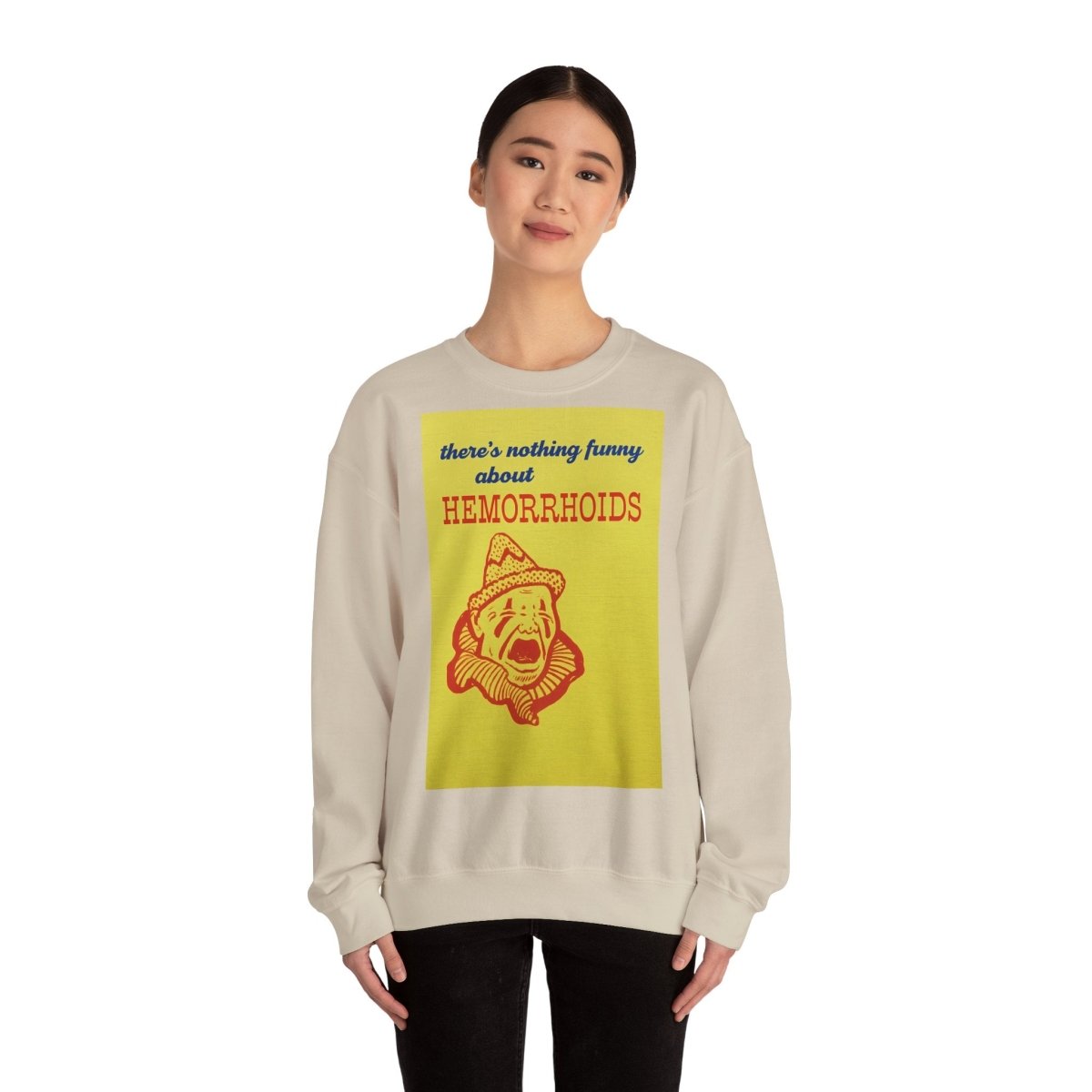 Sweatshirt – There's Nothing Funny About Hemorrhoids – Satire-Hoodie mit Clown-Motiv | True Insights Design mit Humor