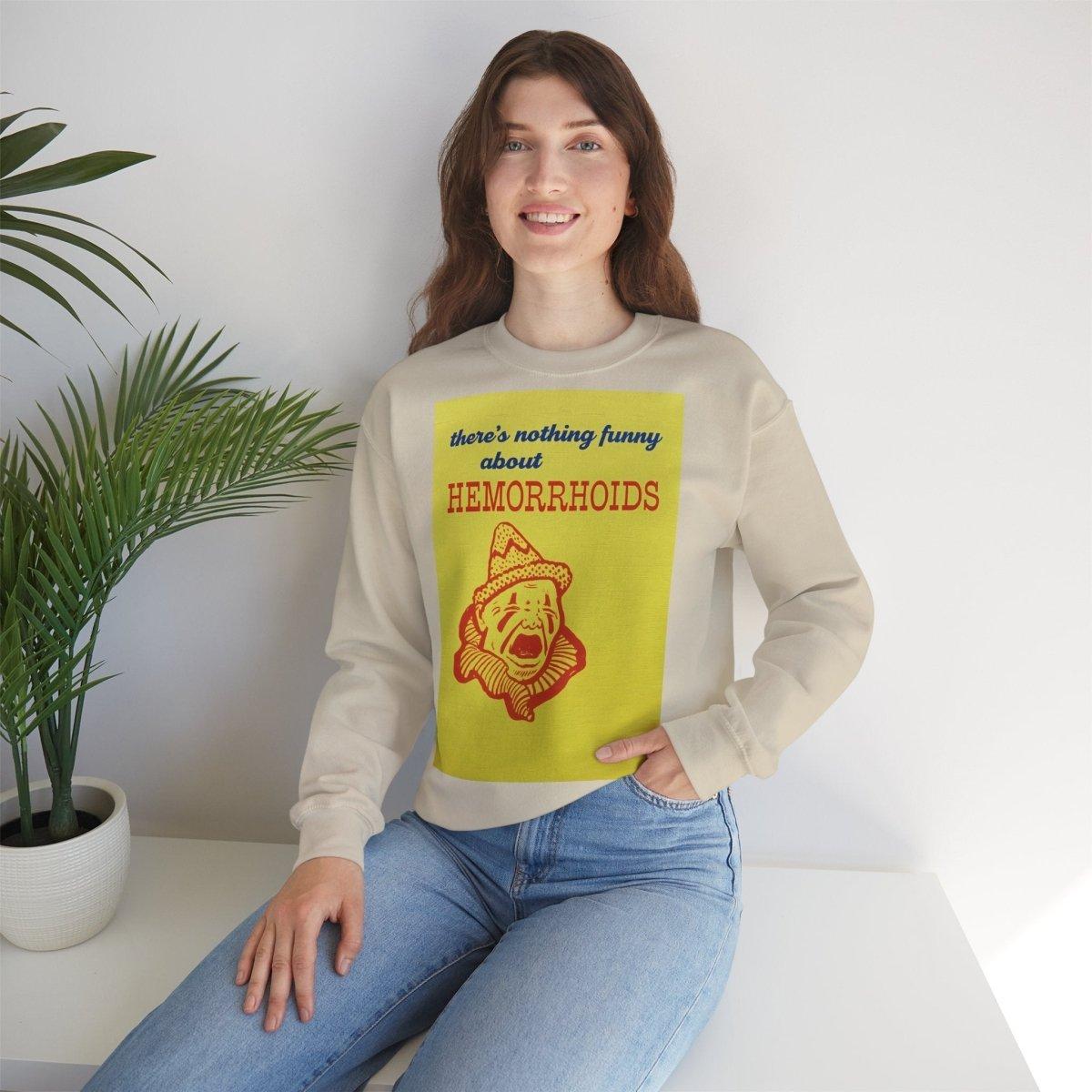Sweatshirt – There's Nothing Funny About Hemorrhoids – Satire-Hoodie mit Clown-Motiv | True Insights Design mit Humor