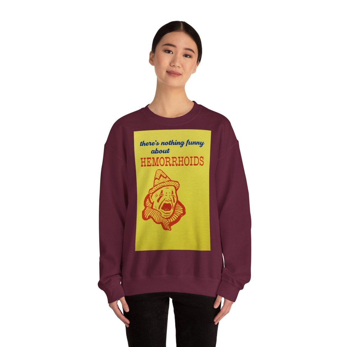Sweatshirt – There's Nothing Funny About Hemorrhoids – Satire-Hoodie mit Clown-Motiv | True Insights Design mit Humor