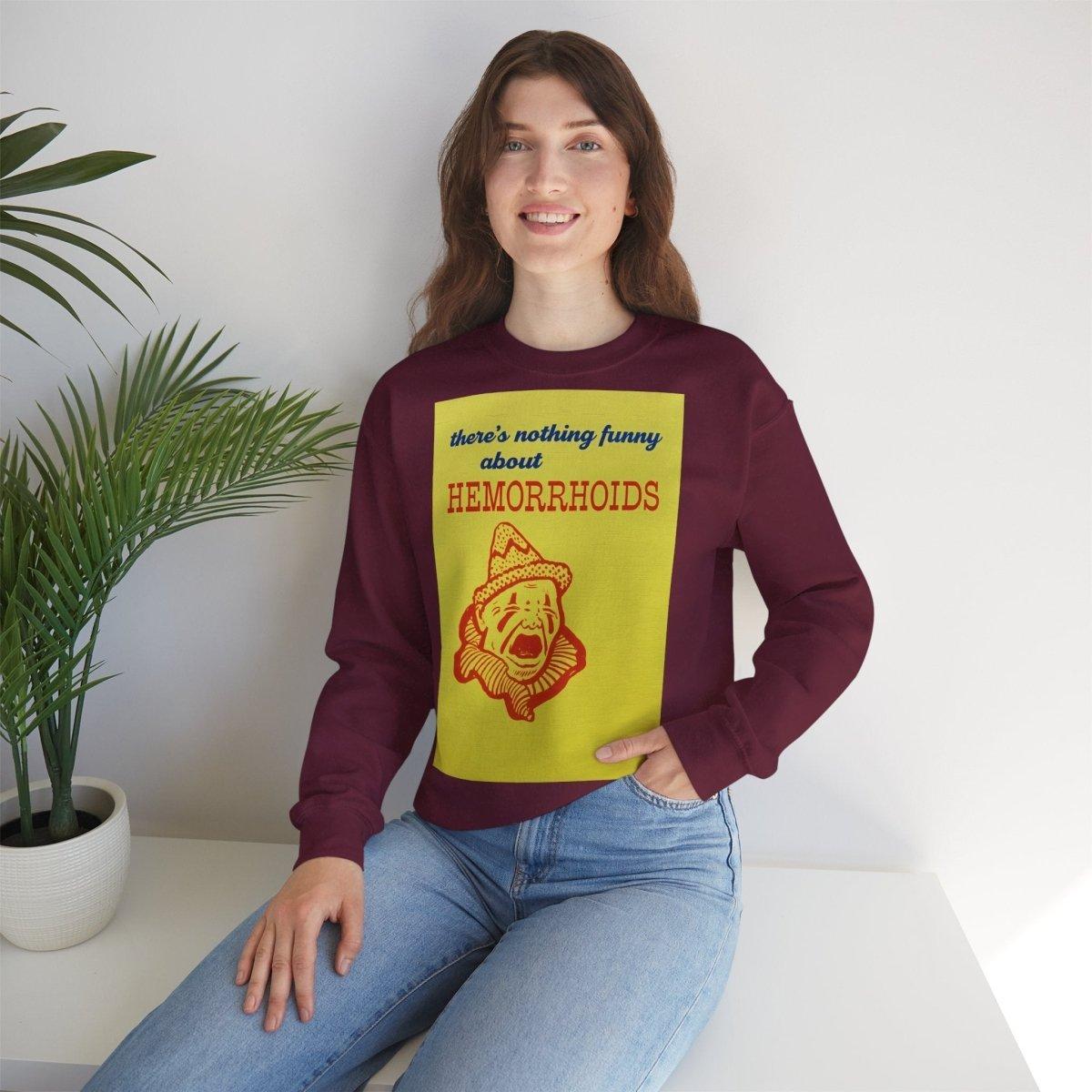 Sweatshirt – There's Nothing Funny About Hemorrhoids – Satire-Hoodie mit Clown-Motiv | True Insights Design mit Humor