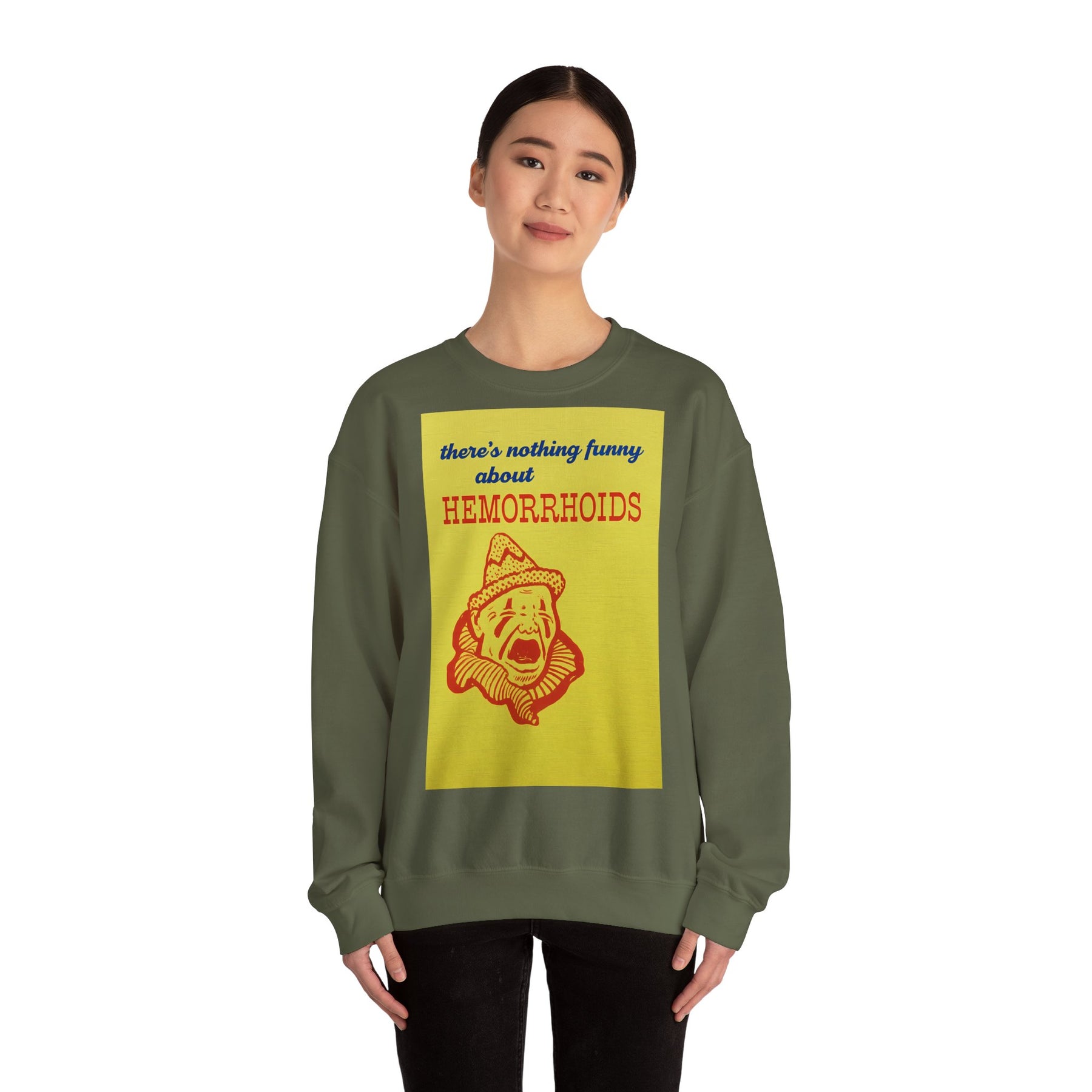 Sweatshirt – There's Nothing Funny About Hemorrhoids – Satire-Hoodie mit Clown-Motiv | True Insights Design mit Humor