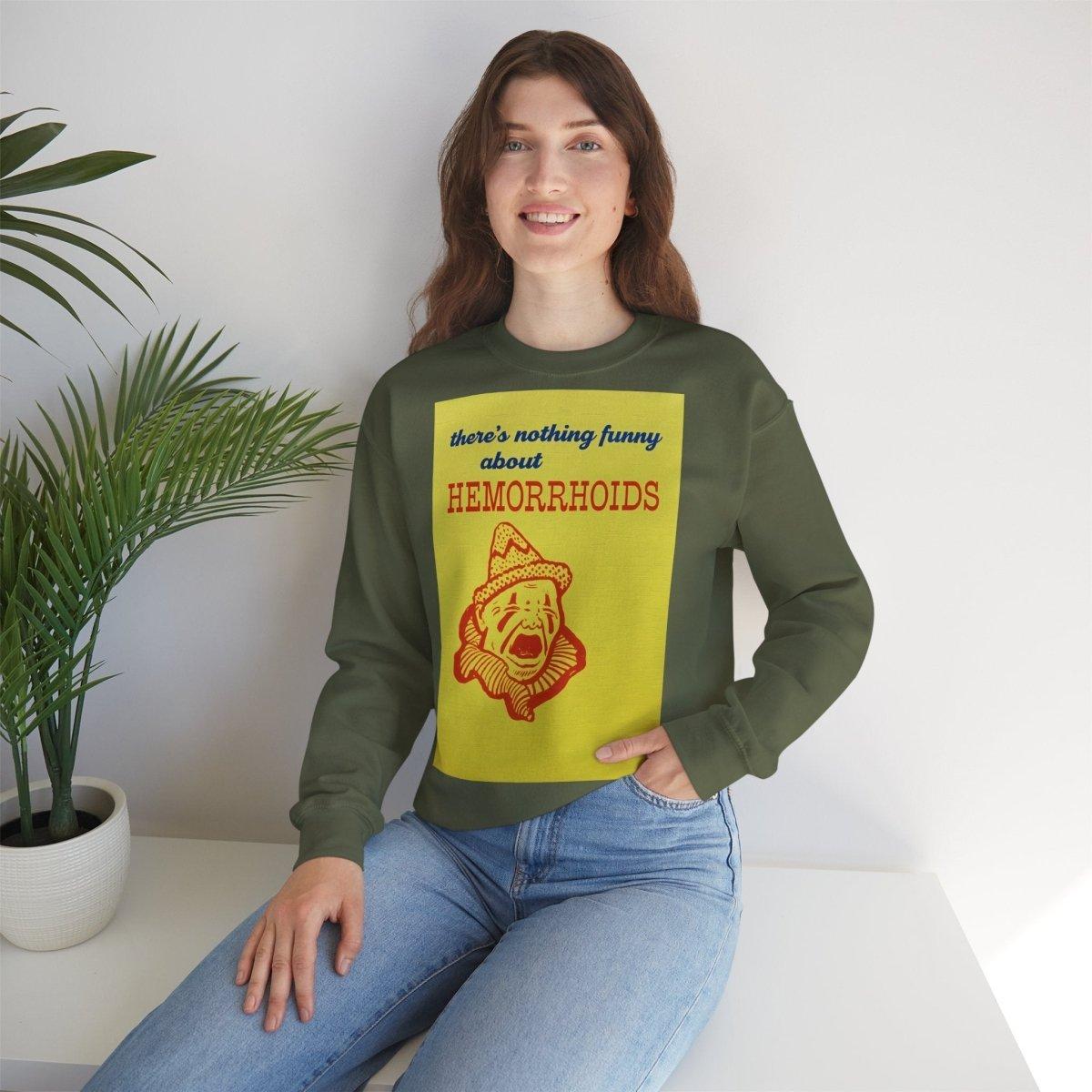 Sweatshirt – There's Nothing Funny About Hemorrhoids – Satire-Hoodie mit Clown-Motiv | True Insights Design mit Humor