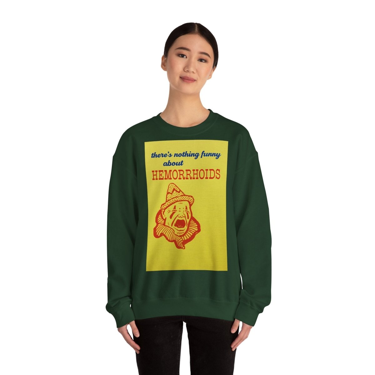 Sweatshirt – There's Nothing Funny About Hemorrhoids – Satire-Hoodie mit Clown-Motiv | True Insights Design mit Humor