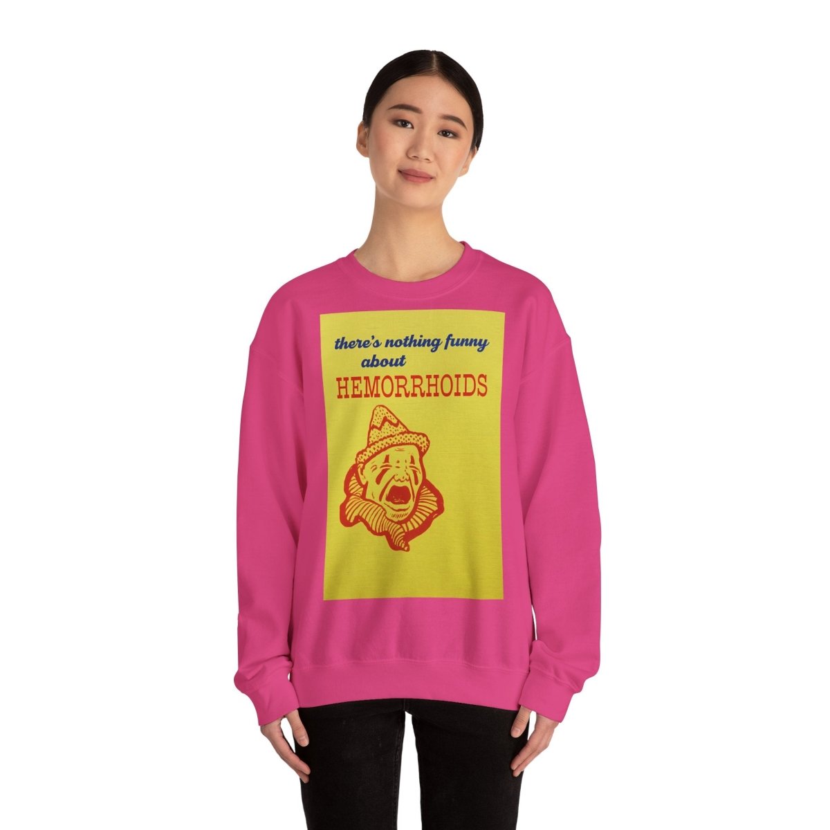 Sweatshirt – There's Nothing Funny About Hemorrhoids – Satire-Hoodie mit Clown-Motiv | True Insights Design mit Humor