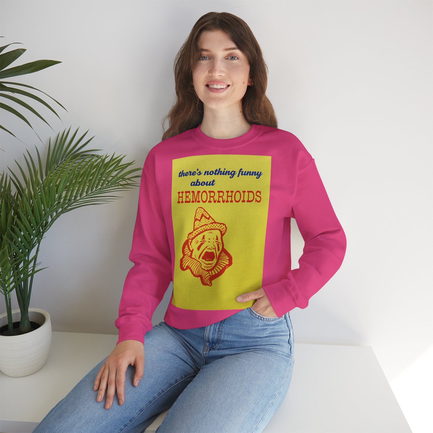 Sweatshirt – There's Nothing Funny About Hemorrhoids – Satire-Hoodie mit Clown-Motiv | True Insights Design mit Humor