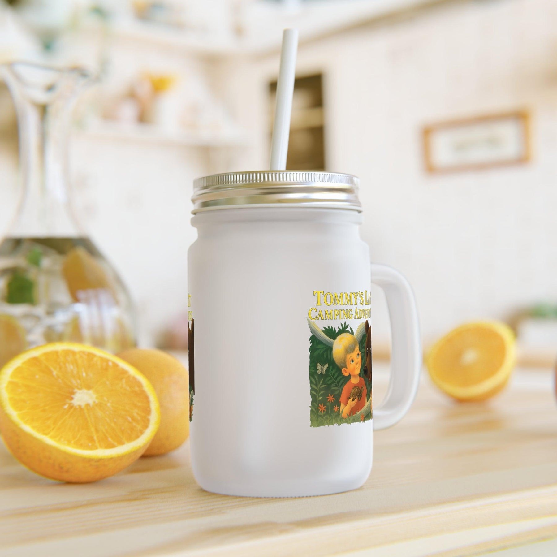 Tommy’s Last Camping Adventure – Glas-Jar-Mug mit düsterem Kinderbuchdesign-Mug-True Insights