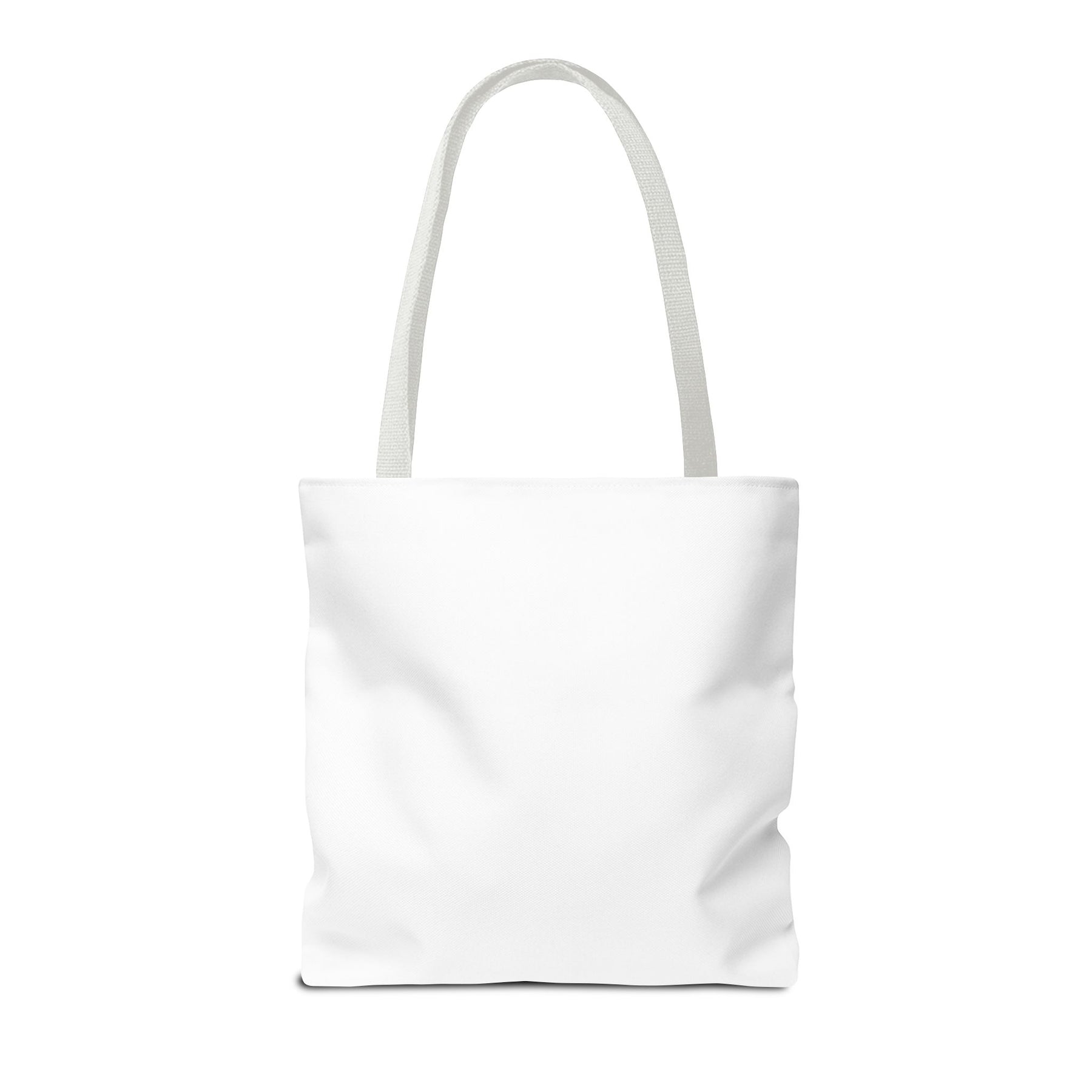 Schwarze Tote Bag mit ikonischem Motiv eines charmanten Lächelns auf heller Fläche, Seitenansicht, von True Insights.