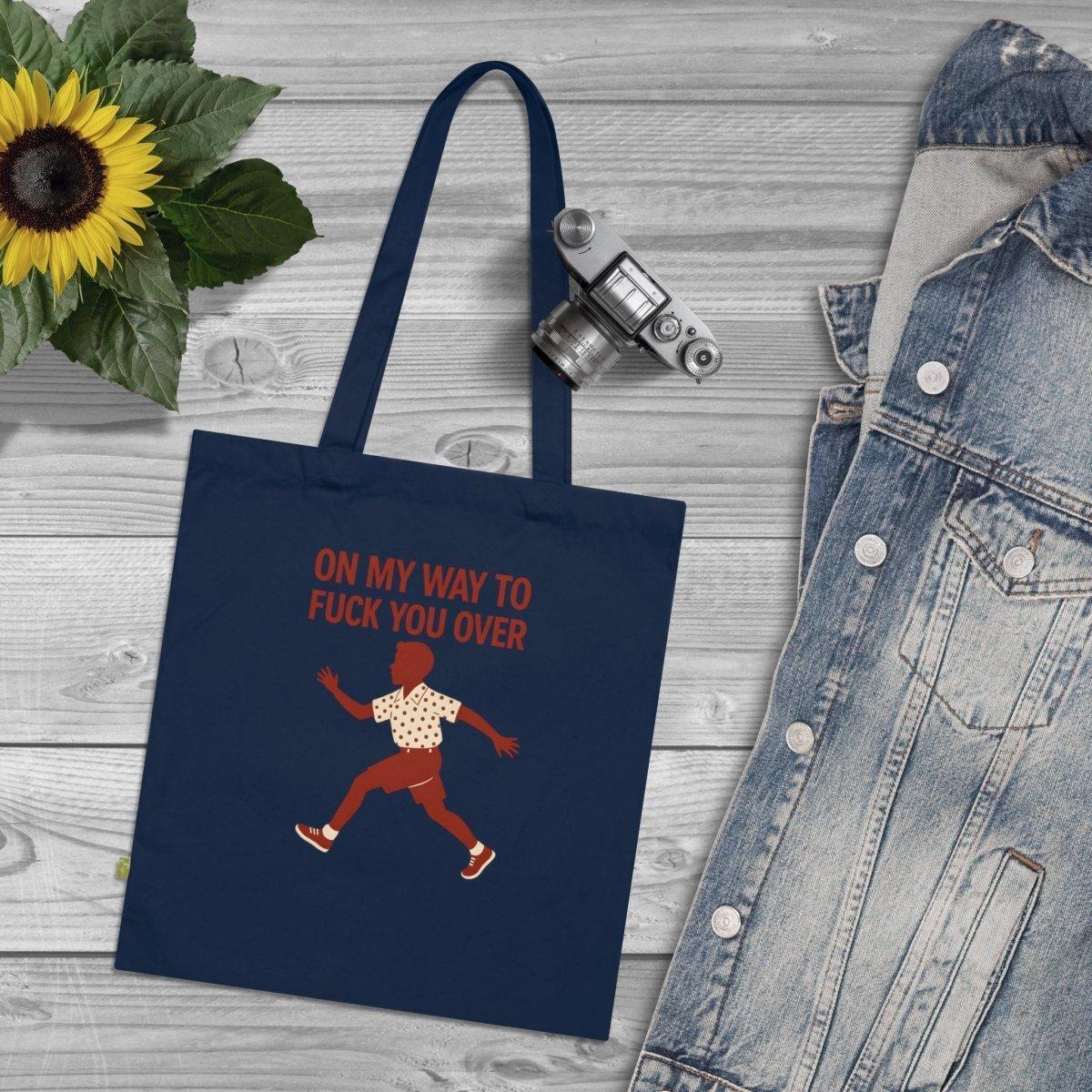 Tote Bag – „On my way to f*ck you over“ | Lustiger Stoffbeutel mit Retro-Motiv & ironischer Botschaft-Bags-True Insights