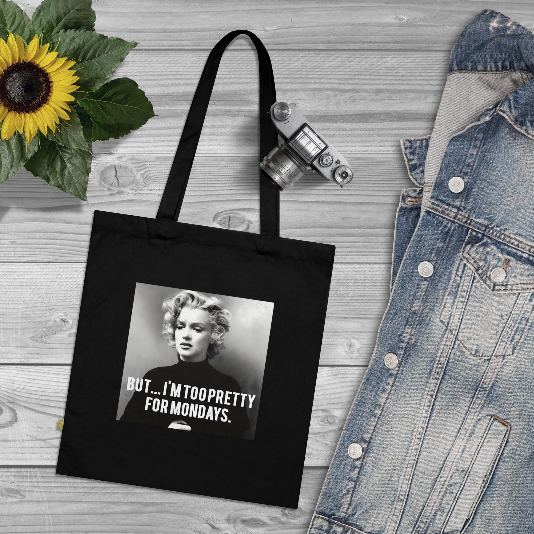 Vintage Motiv – Tote Bag – Too Pretty for Mondays – Vintage Jutebeutel mit Spruch | True Insights Design mit Humor