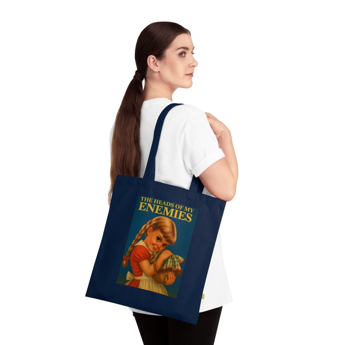 Totebag „The Heads of My Enemies“ – Ironisches Retro-Design mit Biss-Bags-True Insights